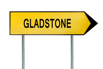 Yellow street concept sign Gladstone isolated on white