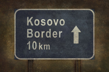 Fototapeta premium Kosovo border 10km roadside sign illustration