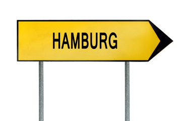 Yellow street concept sign Hamburg isolated on white