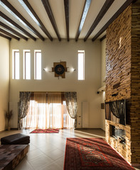 Fireplace in modern loft home