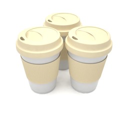 Three paper coffee cups