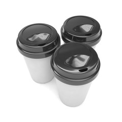 Three paper coffee cups