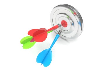 Three multicolor arrows darts in center.