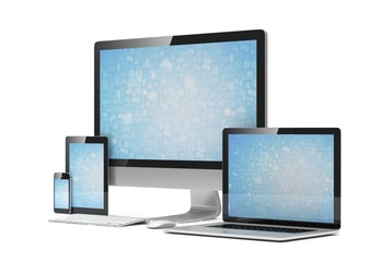 Fototapeta premium Ultimate web design, laptop, smartphone, tablet, computer, display