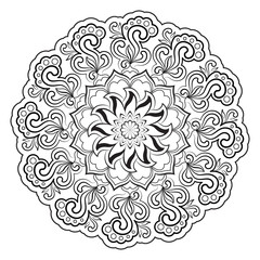 Black and white abstract pattern, mandala.