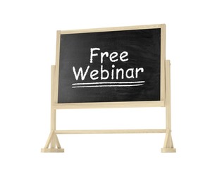 Fototapeta premium Free Webinar concept. Blackboard, chalkboard isolated on white