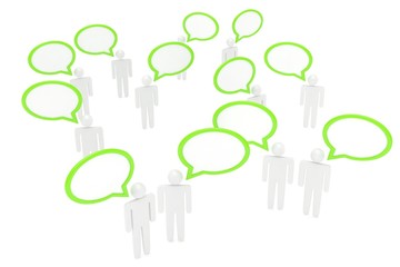 people with talk bubbles isolated over a white background