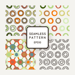 Vector set of seamless geometric patterns of crooked rings