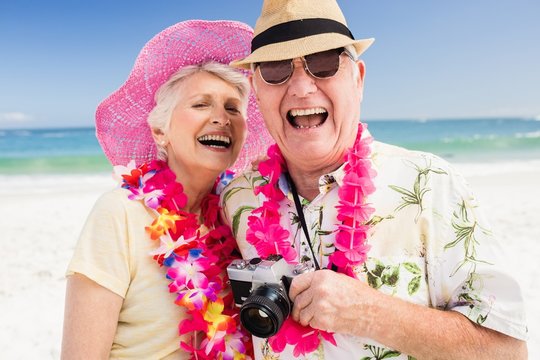 Portrait of senior couple on the beach