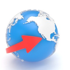 Fototapeta premium Arrow and Earth globe. 3d render