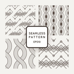 Set of vector seamless patterns with braids, ropes, bounds