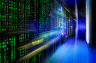 series mainframe in a futuristic representation of a matrix code