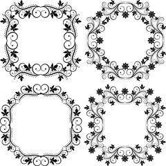 set of decorative floral frames