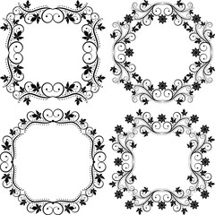 set of decorative floral frames
