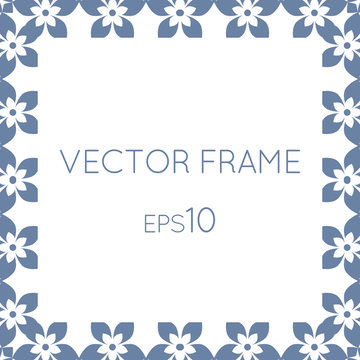 Vector square flower frame for text, images, monograms, photo frames.
