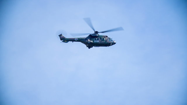 Army helicopter flaying above 