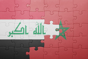 puzzle with the national flag of morocco and iraq .