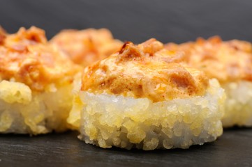 Baked japanese rolls with melted cheese