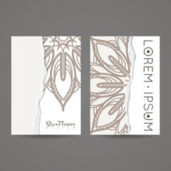 A set of two designs for brochures, leaflets, covers, leaflets, flyers, cards with imitation of torn paper. Vector.