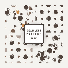 Set of vector seamless patterns with grungy hand-drawn blots