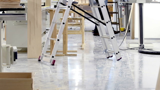 Ladder standing in the middle of a working place