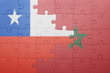 puzzle with the national flag of morocco and chile .