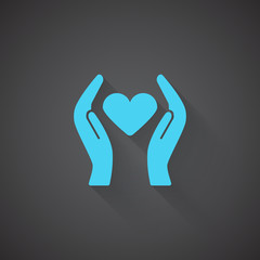 Flat Heart care web app icon on dark background