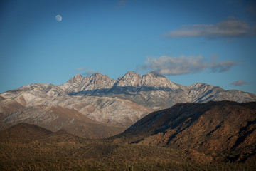 Snow covered peaks outside Phoenix, Arizona