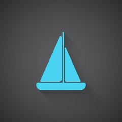 Fototapeta premium Flat Sailboat web app icon on dark background