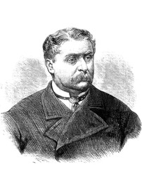 Obraz premium Gentleman in a suit coat from 1879s engraved line art, 1800 attire