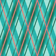 Seamless rhombic pattern in turquoise and red