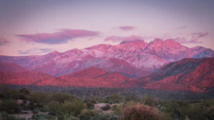 Fototapeta na wymiar Snow covered peaks outside Phoenix, Arizona