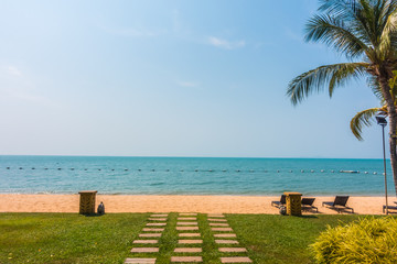 Beautiful beach and sea with palm tree