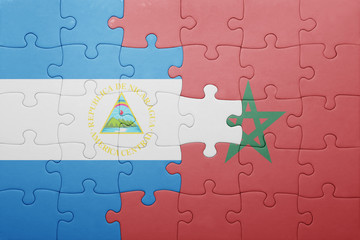 puzzle with the national flag of morocco and nicaragua .