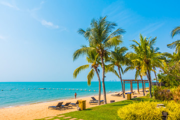 Fototapeta na wymiar Beautiful beach and sea with palm tree