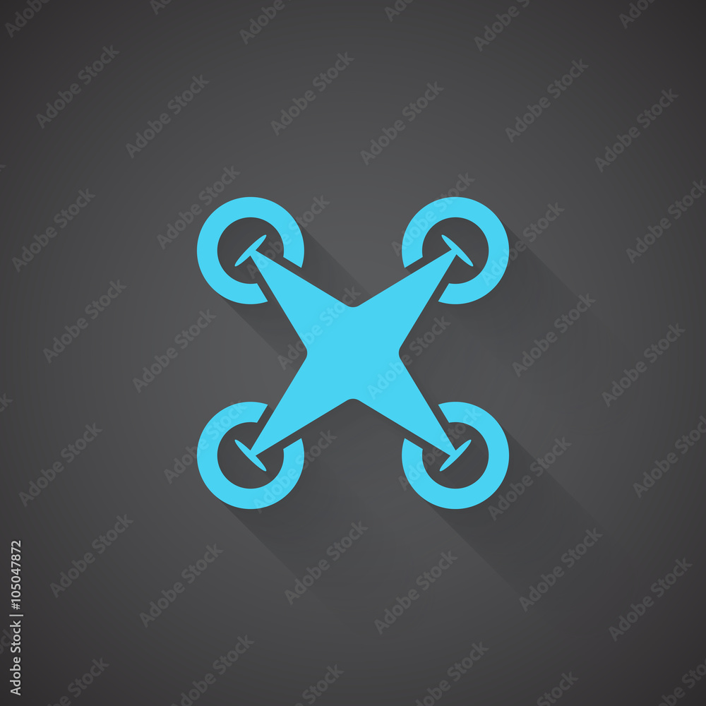 Wall mural flat drone quadcopter web app icon on dark background