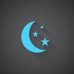 Flat Moon And Stars web app icon on dark background