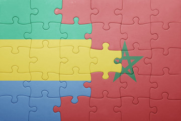 puzzle with the national flag of morocco and gabon .