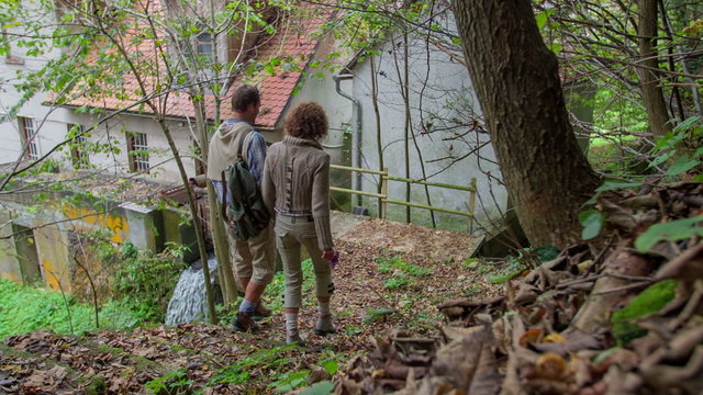 Walking down the sters to the water mill