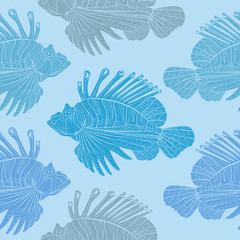 Venomous marine fish seamless pattern
