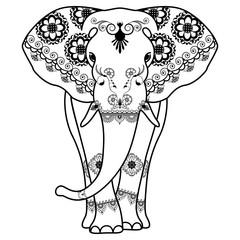 Fototapeta premium Mehndi tattoo Elephant decorated in Indian style
