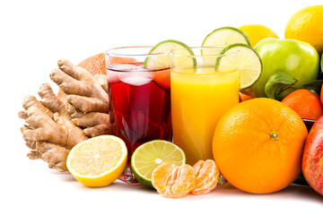 Assortment of exotic fruits isolated on white