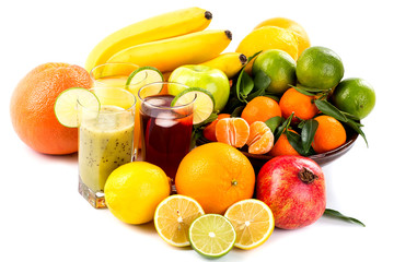 Assortment of exotic fruits isolated on white