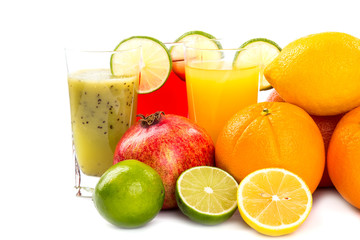 Assortment of exotic fruits isolated on white