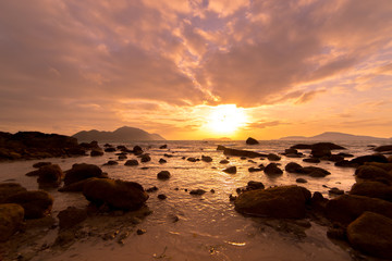 Fototapeta na wymiar Tropical sunset on the beach. Lanta island.