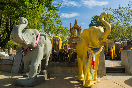 Elephants at the Phuket lighthouse temple