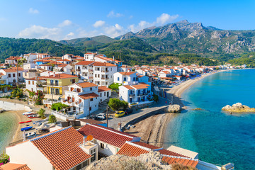 A view of Kokkari village and beautiful sea bay on Samos island, Greece