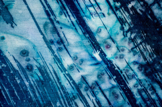 Abstract lines, turquoise and violet, hot batik, background texture, handmade on silk, abstract surrealism art © el_caro