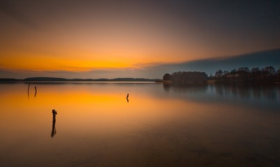 Long exposure lake landscape