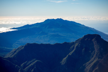 Volcanic landscape from Muchachos view point on Taburiente national park on La Palma island in Spain